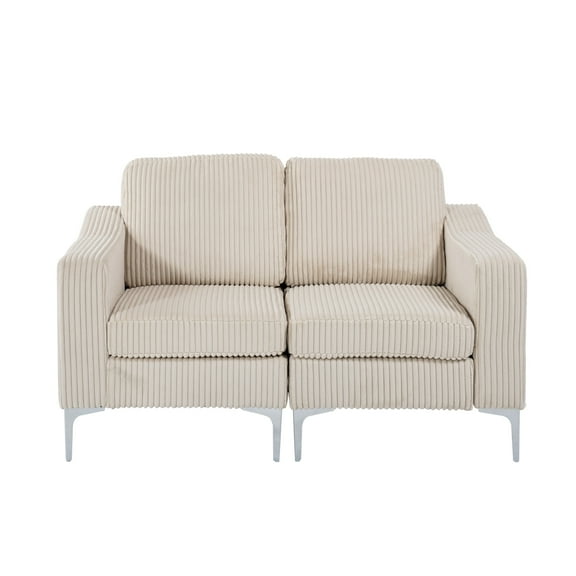 Modular Sectional Two-Seater Sofa , Corduroy Sectional Couch,Beige