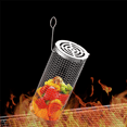 thumbnail image 5 of Rolling Grilling Basket 2 PACK - Round Stainless Steel Grill Mesh, BBQ Grill Mesh for Vegetables, Fish and French Fries, 5 of 8