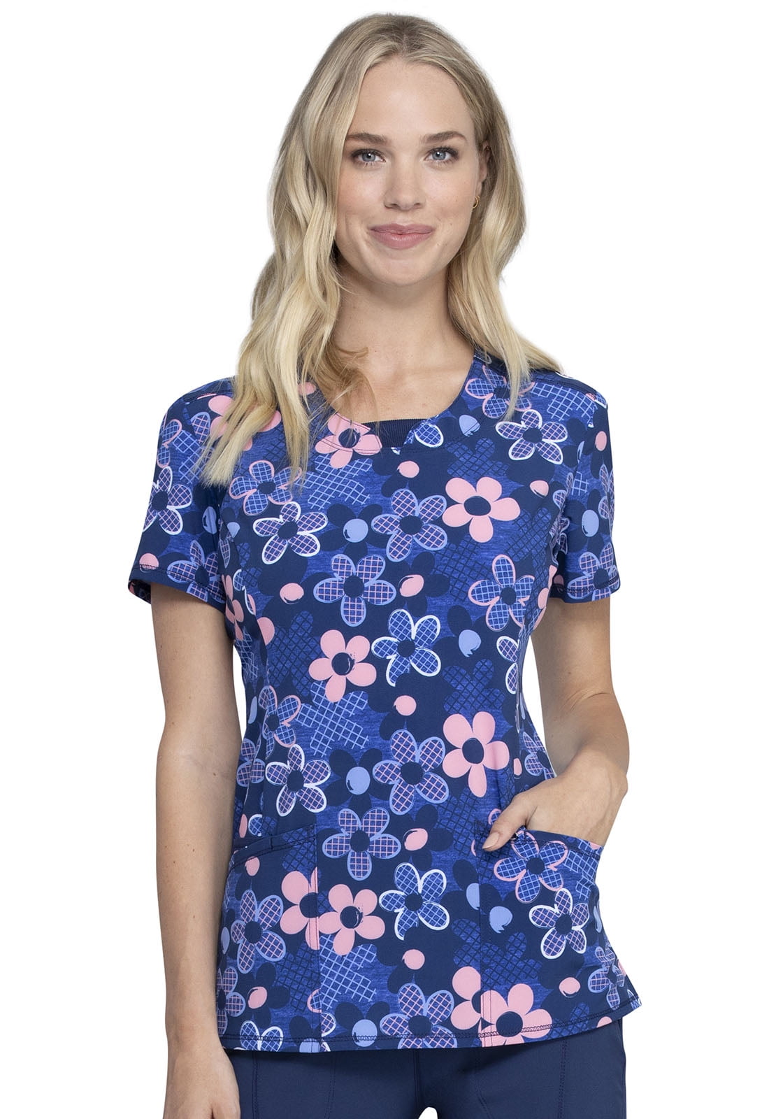 Cherokee Cherokee Infinity Scrubs Top for Women Round Neck CK609, S