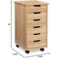 thumbnail image 3 of Riverbay Furniture Six Drawer Wood Rolling Storage Cart in Brown, 3 of 11