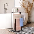 thumbnail image 6 of Floor-Standing Towel Rack with black Wooden Top – Textured Black Iron Frame (Includes 2 Anti-Tip Straps), 6 of 6