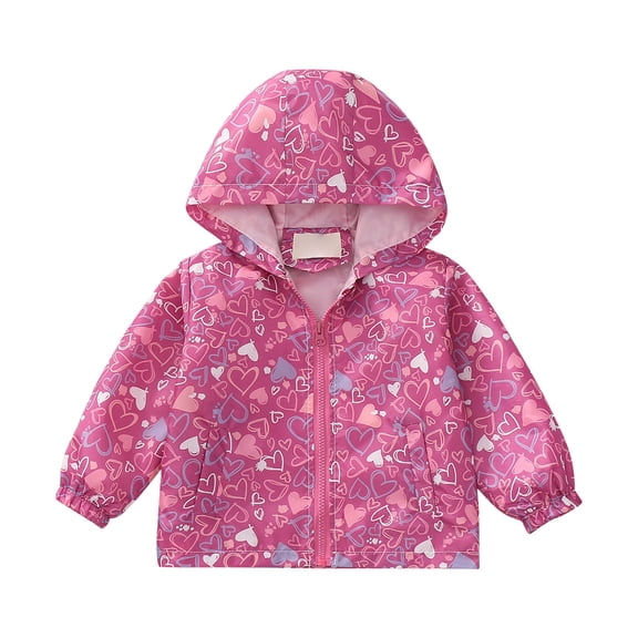 YunPes Toddler Baby Kids Cute Floral Print Hooded Jacket Lightweight Zip-Up Windbreaker Coats with Lning Summer Casual Loose Fit Outerwear