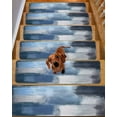 thumbnail image 2 of Abstract Blue Stair Treads for Wooden Steps Indoor Runner Rug Carpet, Gradient Neutral Brush Strokes Artwork 7 Pieces Peel and Stick Staircase Step Treads Covers Washable Throw Door Mats, 30"x8", 2 of 5