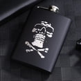thumbnail image 1 of Petaca Jarra Petaca De Acero Inoxidable 8OZ Botella De Whisky Negra Mate Bote De Vino Frasco Portátil De Acero Inoxidable Para Viajes Al Aire Libre1862843WT Skull D, 1 of 2