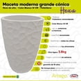 thumbnail image 3 of Maceta moderna para exteriores cónica grande 76 cm de alto color blanco White off HEXA de Polietileno ultra ligera Artego Japi Hecho en Brasil, 3 of 7