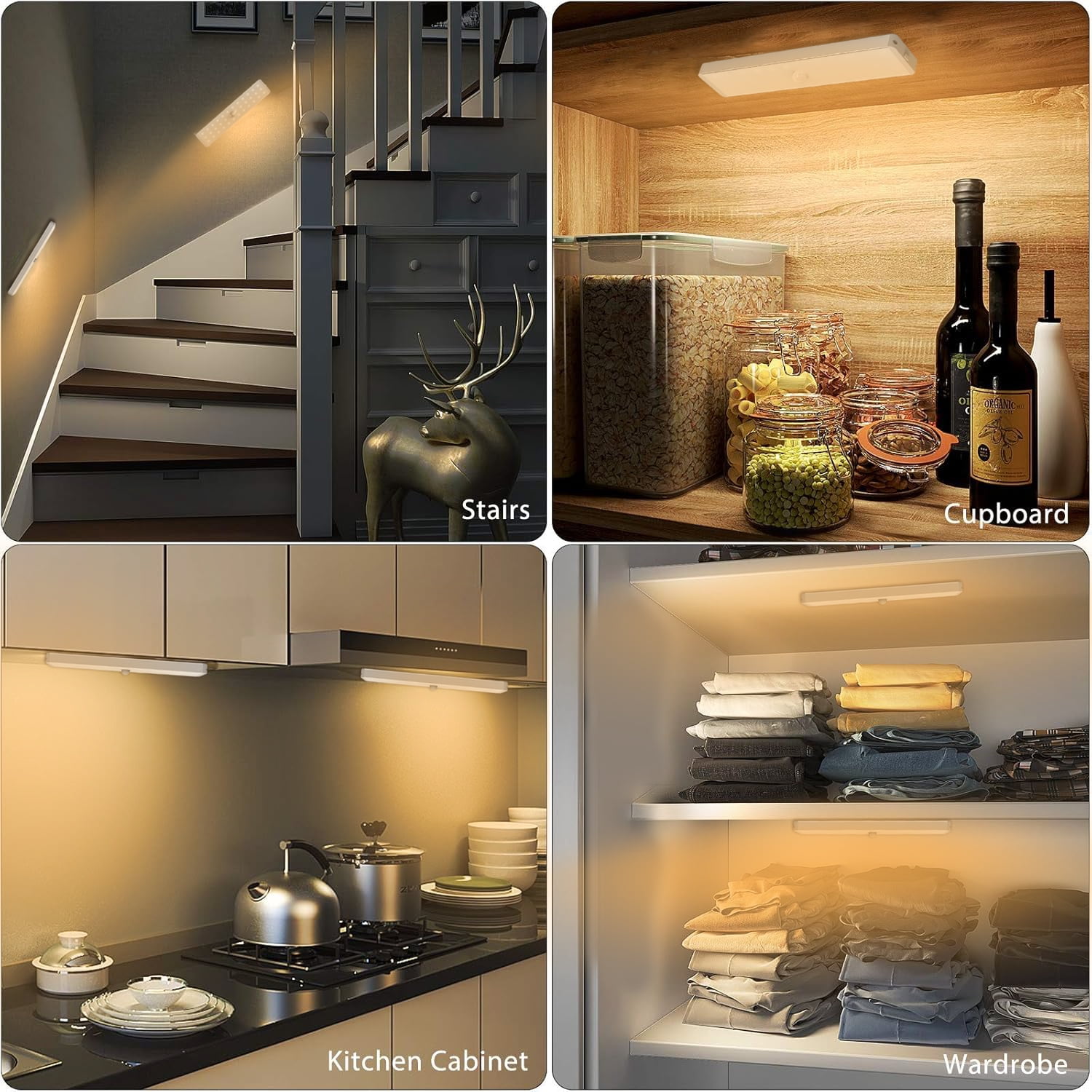 36 LED Closet Light with Charging Station, Motion Sensor & Remote Control, 3Pack Rechargeable Under Cabinet Lighting for Wardrobe, Kitchen, Bedroom - Wireless Stick-On Night Light