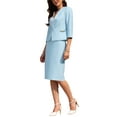 thumbnail image 4 of INSPIRE CHIC Women's Skirt Suit Set 2 Piece Outfit 2026 Work Office Blazers and Pencil Skirts S Light Blue, 4 of 5