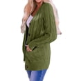 thumbnail image 3 of Suéter de Punto de Larga para Mujer, Otoño 2025, Cárdigan Abierto con Botones, Prenda Exterior Holgada Verde XL, 3 of 8