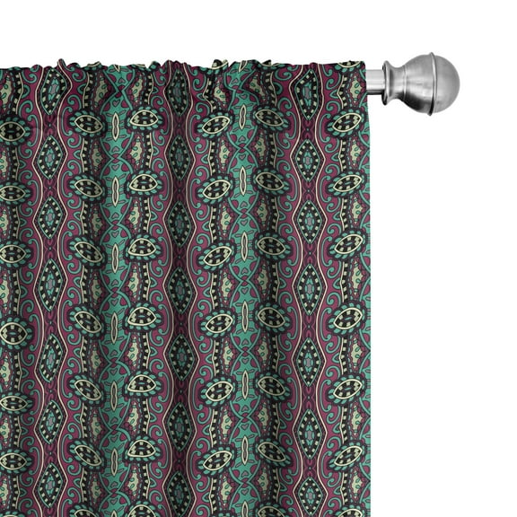 Ambesonne Vintage Curtains, Victorian Curls Swirls, Pair of 28"x63", Sea Green Dried Rose
