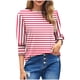 thumbnail image 1 of Camiseta de Cuello Redondo de Impresión Casual de Manga Superior 3/4 de las Mujeres, Cómoda Camiseta de Poliéster para el Uso Diario, 1 of 7