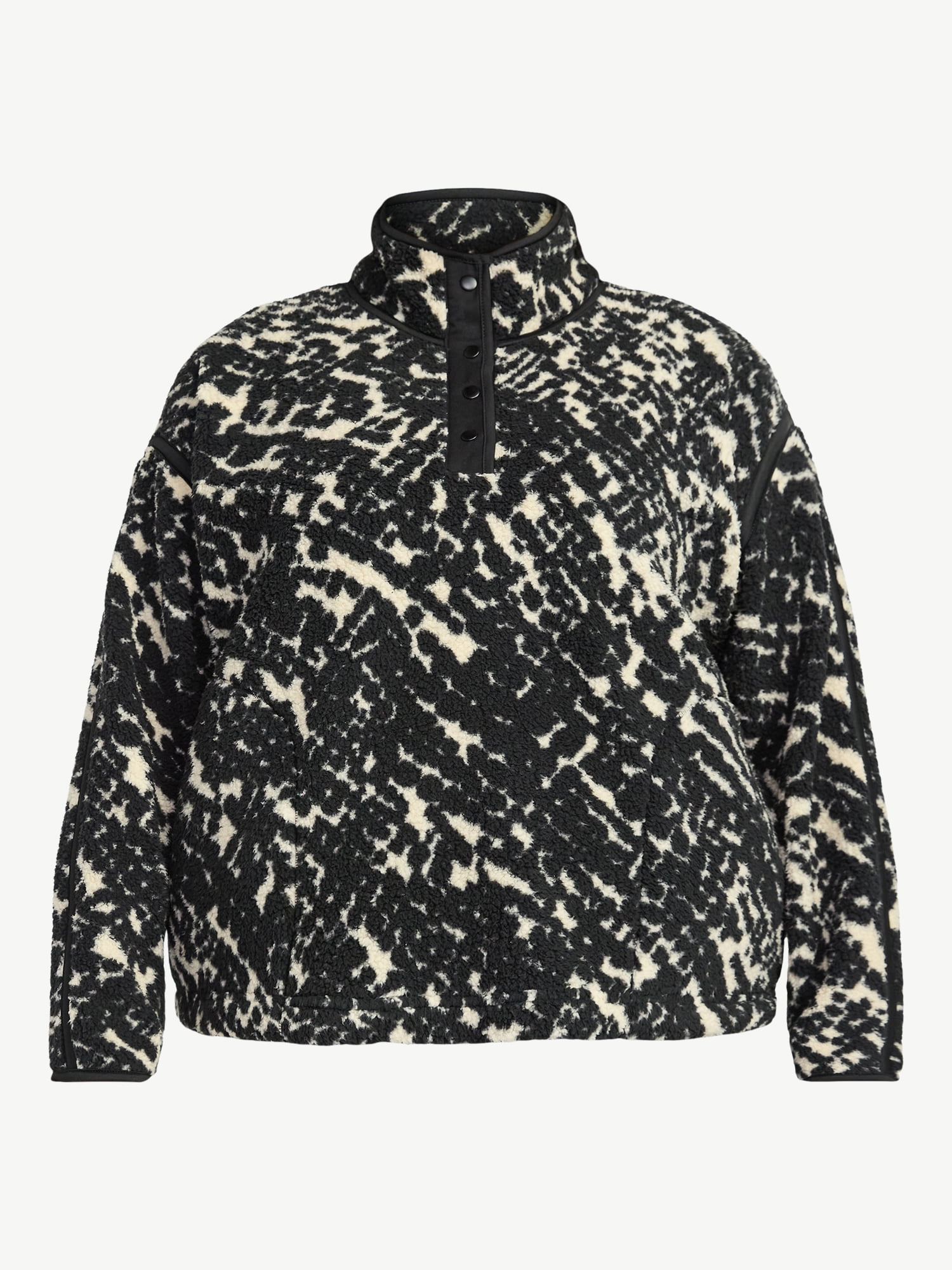 Women's Plus Size Faux Shearling Quarter Snap Pullover, Sizes 0X-4X - image 5