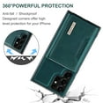 thumbnail image 5 of SaniMore Case for Samsung Galaxy S24 Ultra 6.8" 2024, Retro PU Leather Case Soft TPU Inner Detachable Magnetic Folding Card Pocket Flip Kickstand Anti-drop Shockproof Protectiive Case, Green, 5 of 11