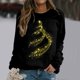 thumbnail image 4 of Gibobby Sudaderas navideñas Blusa de manga larga con cuello en O para mujer, para uso diario, en casa, al libre, con estampado navideño(Negro,G), 4 of 5