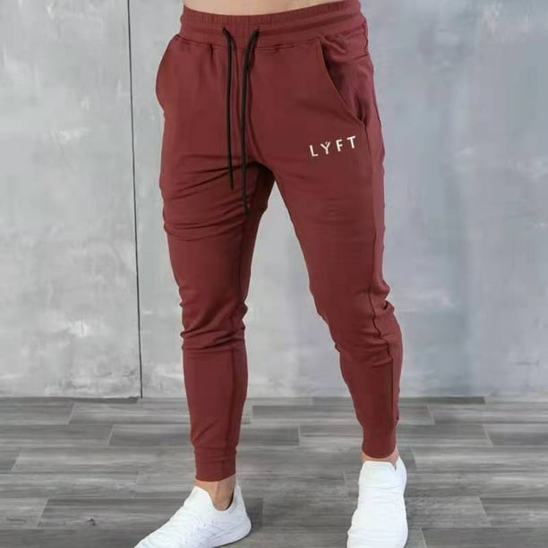Men Basic Solid Color Breathable Trousers Casual Long Training Joggers  Sweatpants Mens Track Cargo Pants with Elastic Waistband and Pockets 