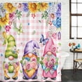thumbnail image 2 of Watercolor Gnomes Floral Bathroom Shower Curtains with 12 Hooks Waterproof Shower Curtain for Stalls Bathtubs Spring Butterflies Flowers Pink Plaid Decorative Bathroom Privacy Curtain 54x78 Inches, 2 of 9