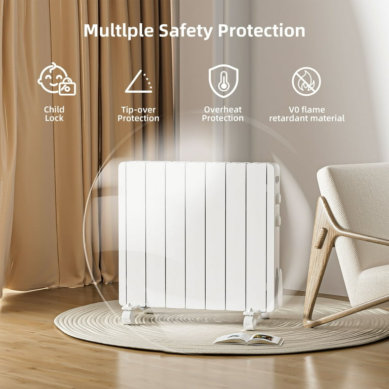 BREEZEHEAT 1500W Electric Wall/Freestanding Aluminium Radiator