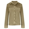 thumbnail image 3 of QATAINLAV Women's Velvet Shirts Turndown Neck Loose Comfy Blouse Ladies Casual Solid T-Shirts Long Sleeve Tops 2025 Fall Outfits Khaki XXL Gifts for Mom, 3 of 6