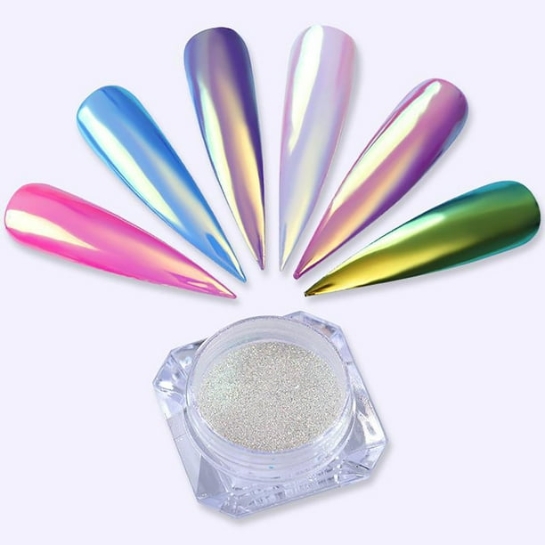 Fiudx Polvo Holográfico para Uñas, Impresionante Pigmento Aurora para Decoración de Uñas, Efecto Espejo Versátil para Diseños Diy, Perfecto para Decoración Del Hogar y Arte Corporal, Manicura y Proye