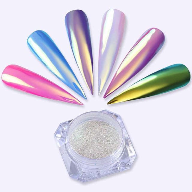 Fiudx Polvo Holográfico para Uñas, Impresionante Pigmento Aurora para Decoración de Uñas, Efecto Espejo Versátil para Diseños Diy, Perfecto para Decoración Del Hogar y Arte Corporal, Manicura y Proye