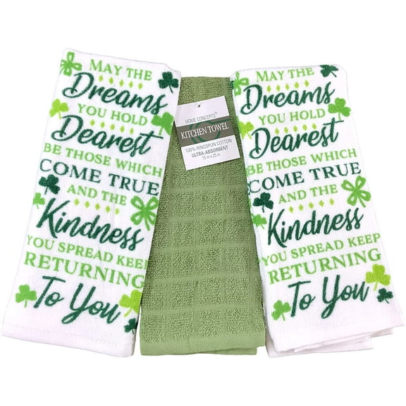 Serafina Home St. Patrick's Day Kitchen Towels: Decorative Irish Soft Velour Cotton Set (Irish Sayings)
