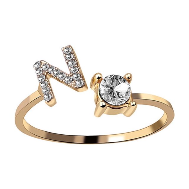 Anillo de acero de titanio con incrustaciones de letras, joyería de diamantes para mujer, conjunto de joyería de verano