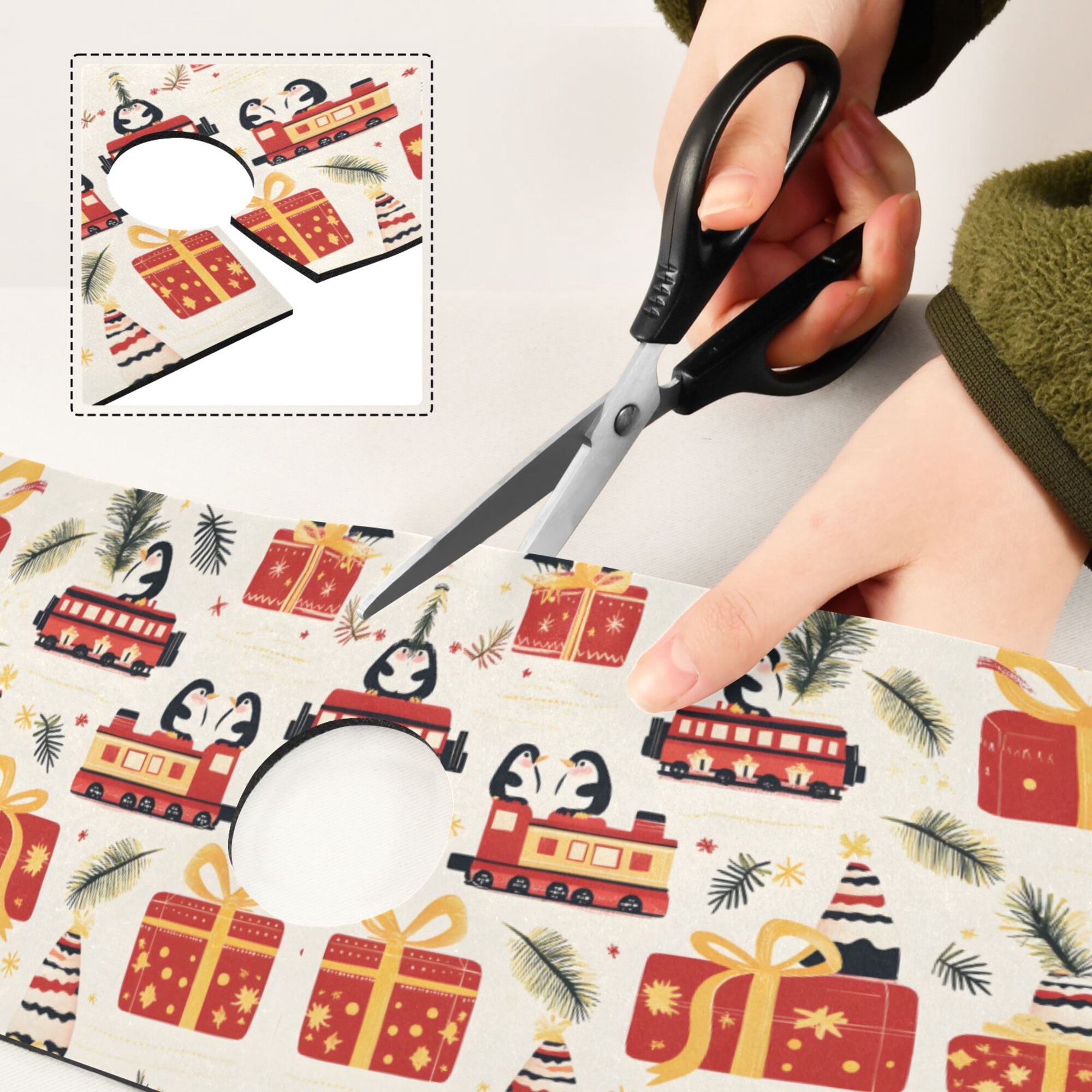 Yayeee Faucet Mat for Kitchen Sink 14.7" Diatomite Long Splash Guard Pad, Christmas Box Train