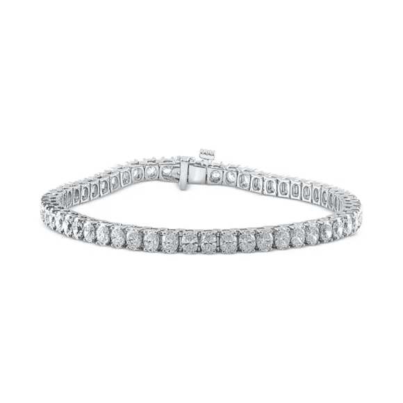 6Ct Oval Cut Lab Grown Diamond 14K White Gold Tennis Bracelet For Women Gifts/Wedding Fine Jewelry