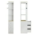 thumbnail image 5 of 73"H Narrow Bookcase, 3-Tier Storage Cabinet with 3 Drawers & 2 Hooks, Modern Display Storage Shelves for Living room, Study, Bathroom, Antique White, 5 of 7