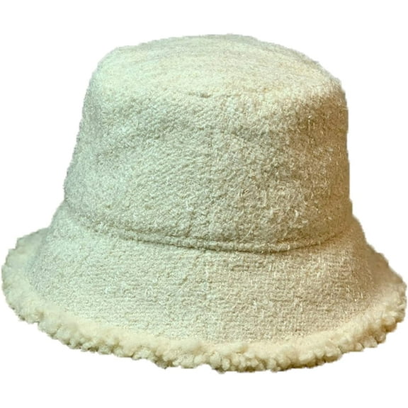 CoCopeaunts Mens Bucket Hat Outdoor Foldable Fisherman Hat for Women Lambs Wool Japanese Cute Girls Casual Winter Warm Basin Hat