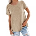 thumbnail image 1 of European And American Casual Style Loose Short-Sleeved Pocket Stitching Solid Color  Simple And Natural Fashion Ladies Suit Short-Sleeved, 1 of 7