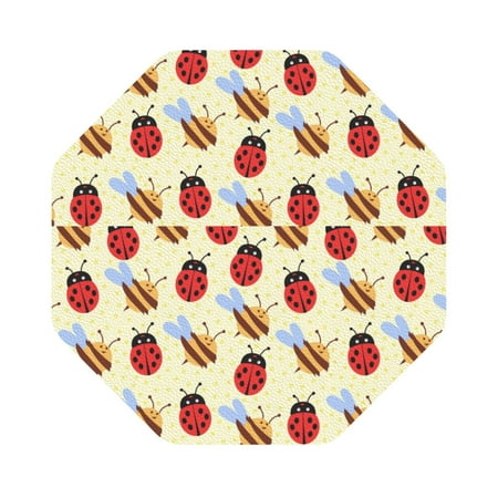 

Giroia Ladybug And Bee Coasters Leather Coasters Set of 6 Coaster for Drinks Octagon