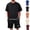 Black, variant on HAJWOH Men Two Piece Outfits Sets Waffle Knit Crew Neck Short Sleeve Shirts Elastic Waist Bermuda Shorts Set Tracksuit