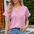 thumbnail image 4 of Eres Más Que una Camisa de Puntuación de Prueba con Cuello en V Algodón Hemstitch Patchwork Manga Corta Top Casual, Blusa Ligera de Verano para Uso Diario, 4 of 8