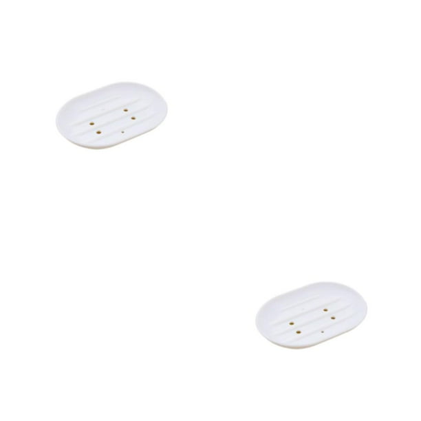 Jabonera de silicona Inteprter soporte antideslizante ducha viaje baño organizador Blanco 2Conjunto