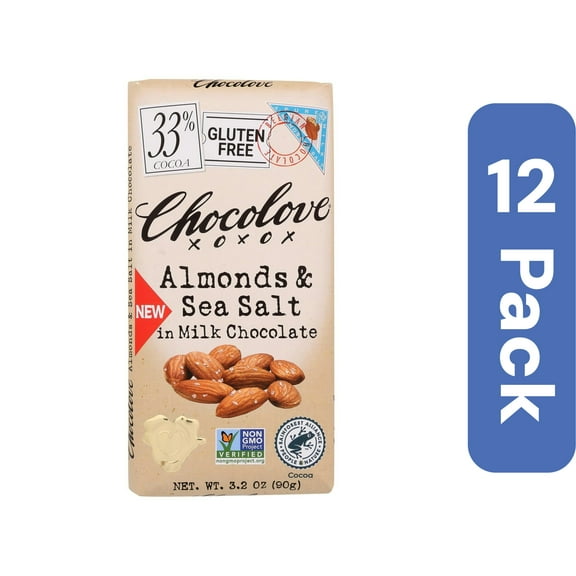 Chocolove Bar Almond Sea Salt Milk Chocolate 3.2 oz (Pack of 12)