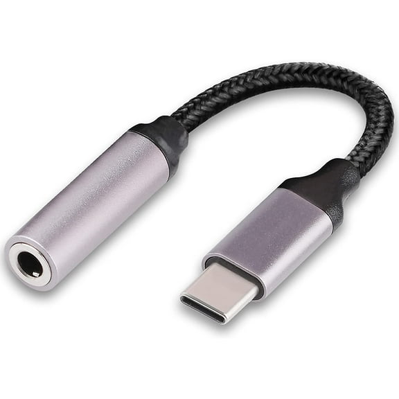 Type C to 3.5mm Headphone Jack Adapter, USB C Male to Female Aux Audio Cable Compatible with Google Pixel, Samsung Galaxy, Light Purple