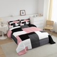 thumbnail image 3 of Erosebridal Geometric Sqare Bedding Twin Comforter Set,Abstract Artwork Down Comforter,Grey Pink Bedding Sets Twin with Comforter,Ultra Soft Rectangle Room Decor,Reversible,3pcs, 3 of 8