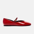 thumbnail image 4 of IEMIEMIEM Women's Ballet Flats Patent Leather Elegant Comfortable Round Toe Slip On Adjustable Buckle Strap Flat Non-Slip Mary Jane Shoes Suitable for Dancing Walking Party Red 6.5 Wide, 4 of 6