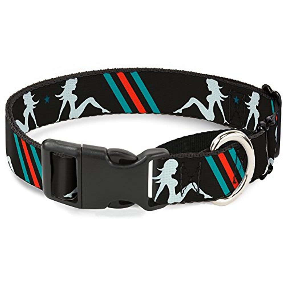 buckle-down mgc-w31380-l mud flap girls with stripes gray turquoise orange martingale dog collar