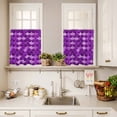 thumbnail image 3 of 3 Piece Kitchen Curtains and Valances Set Purple Fish Scale Cafe Curtains 36 Inch Length Modern Geometric Ombre Abstract Moroccan Valance & Tier Curtain for Living Room Bedroom 54"x18"+27"x36"*2, 3 of 6