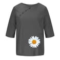 thumbnail image 4 of Blusas de Manga Corta para las Mujeres Impresas Cuello Redondo Camiseta Casual, Blusa de Algodón de Imitación para las Mujeres, 4 of 4