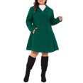 thumbnail image 2 of Agnes Orinda Women's Plus Size Coats Notch Lapel Double Breasted Winter Pea Coat Trench Coat 2X Dark Green, 2 of 5