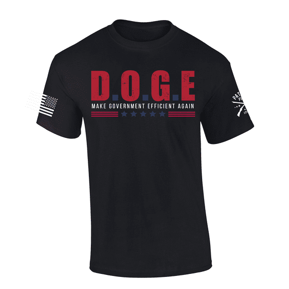 Patriot Pride Mens D.O.G.E Make Government Efficient Again Short Sleeve T-Shirt-Black-5X-Large