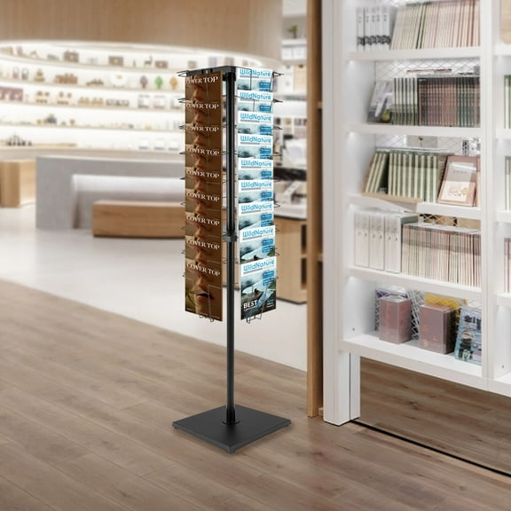 360 Degree Rotating Iron Mesh Magazine Stand Brochure Display Rack 36 Pockets for Journals, Catalogs, Product Brochures