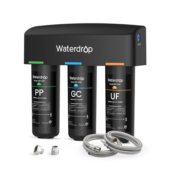 Waterdrop WD-TSA-UF 0.01 μm Ultra Filtration Under Sink Water Filter, Under Sink Water Filtration System 9 Stage Filtration, Reduces Chlorine, Taste and Odor, Fluoride, Advanced USA Tech