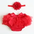 thumbnail image 3 of Xfvqtps Infant Baby Girls Bowknot Ruffle Yarn Skirt Bloomer Diaper Covers and Headband Set Newborn Photo Prop Outfits Red, 3 of 5