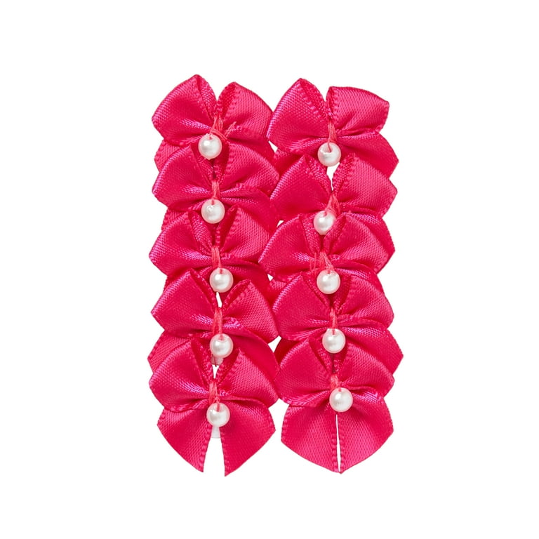 Offray Accessories, Hot Pink 5/8 inch 2 Loop Bow with Pearl