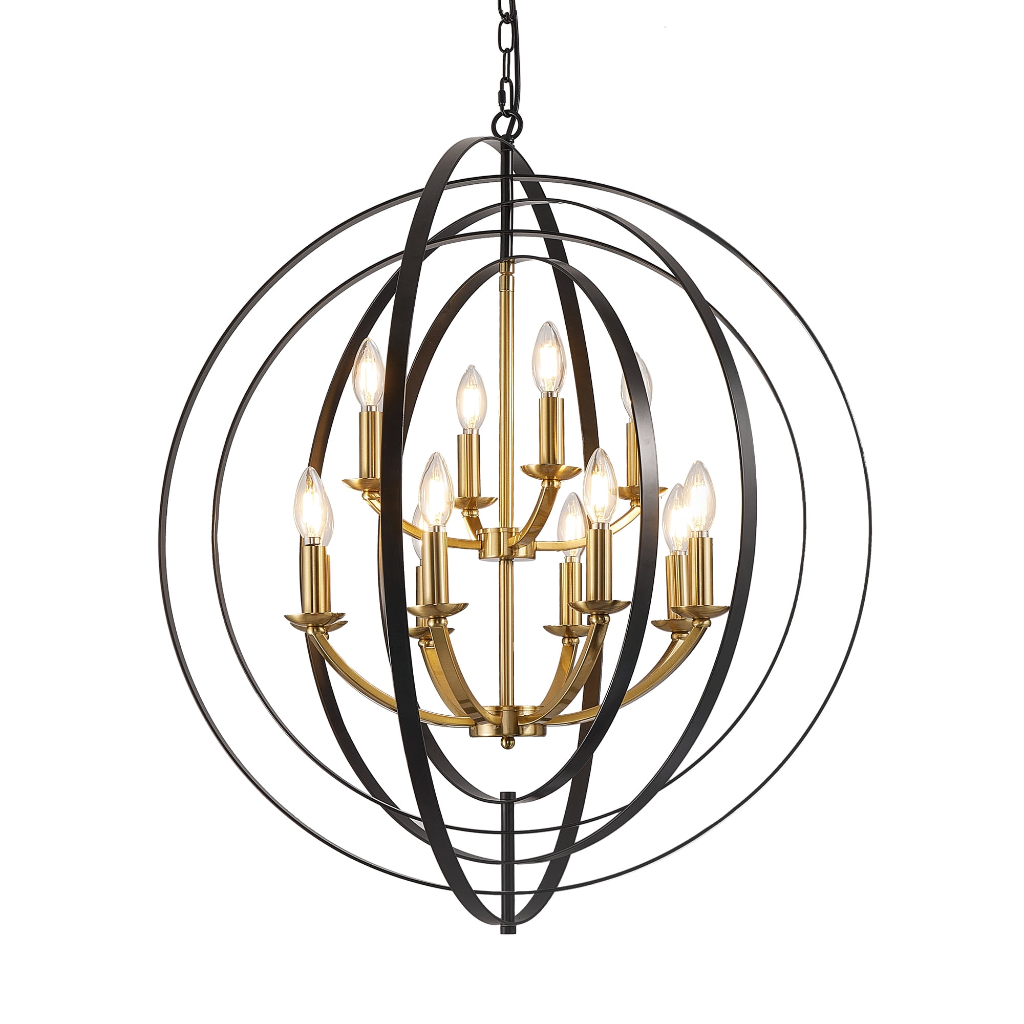 12 Light Chandelier,Industrial Ceiling Light Circle Light Fixtures with Farmhouse Adjustable Height Rustic Hanging Light E12 Base for Kitchen Island,Entryway,Indoor