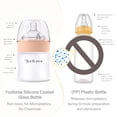 thumbnail image 5 of Yooforea Silicone Coated Glass Baby Bottle, 0M+ Slow Flow Nipple I Anti-Colic, Wide Neck, Stable Base I Medical-Grade Silicone Coating Shatter Protection, BPA BPS PVC Free (2 Pack, 90 ML/3OZ-Honey), 5 of 5