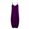 thumbnail image 4 of Lenago Robe Sans Manches Grande Taille pour Femmes Mode à Bretelles Taille Mi-Haute Col en V Sans Manches Couleur Unie Ajustée Fête Plage Longue Robe Été Robes de Plage en Liquidation, 4 of 5